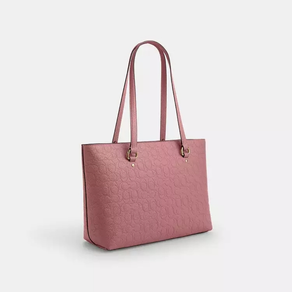 Coach Station Tote Bag In Signature Leather (Mauve pink) - Picture 7 of 11